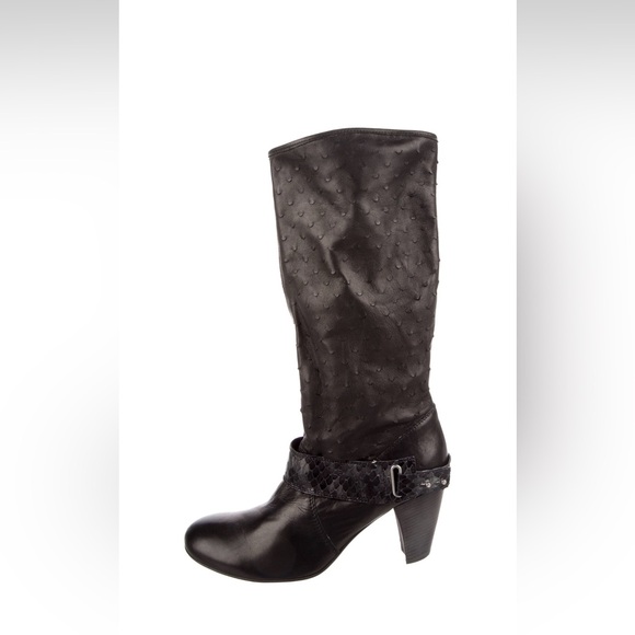Vic Matie Leather Mid-Calf Moto Boots - Picture 1 of 10